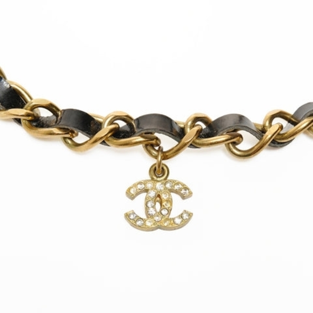 CHANEL 95P COCO Mark Rhinestone Chain Necklace gold WS24851 - Picture 2 of 4